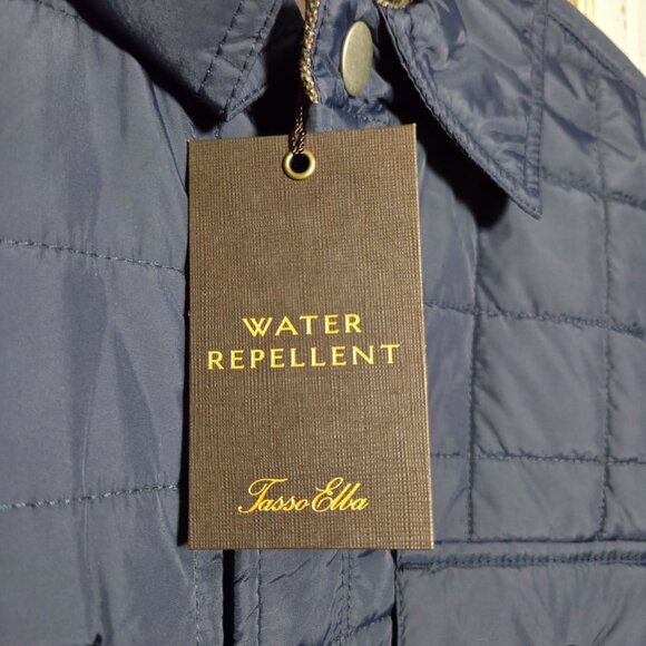 Tasso Elba Navy Quilted Water Repellent Jacket M Nylon Polyester For Men - Picture 2 of 6